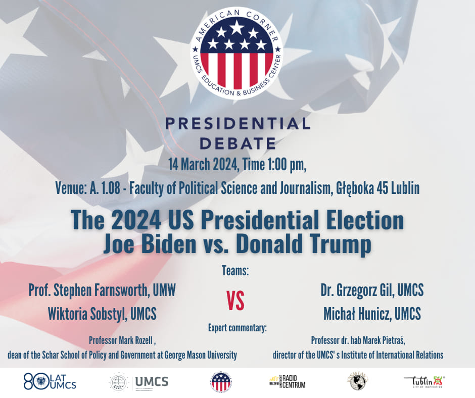 debata na UMCS: Wybory prezydenckie w USA. Joe Biden vs. Donald Trump. Dziś godz. 13