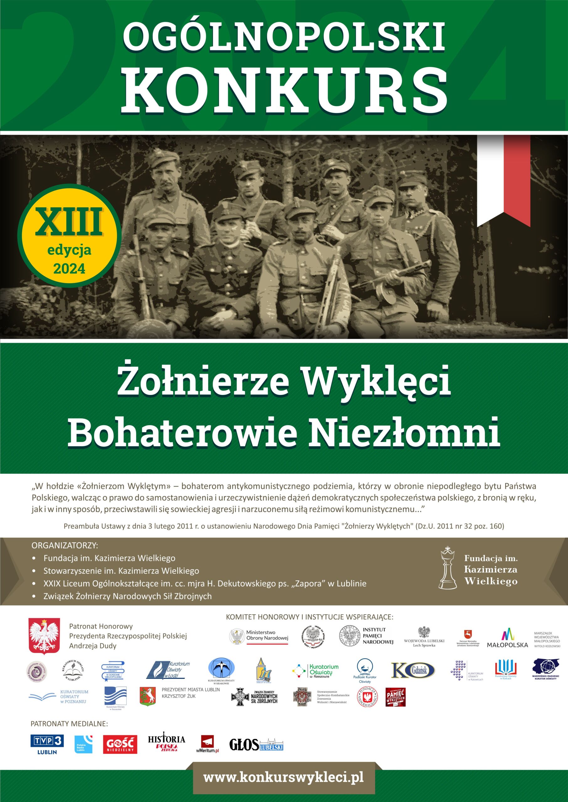 Ogólnopolski Konkurs „Żołnierze Wyklęci – Bohaterowie Niezłomni” – zostało 11 dni na złożenie prac