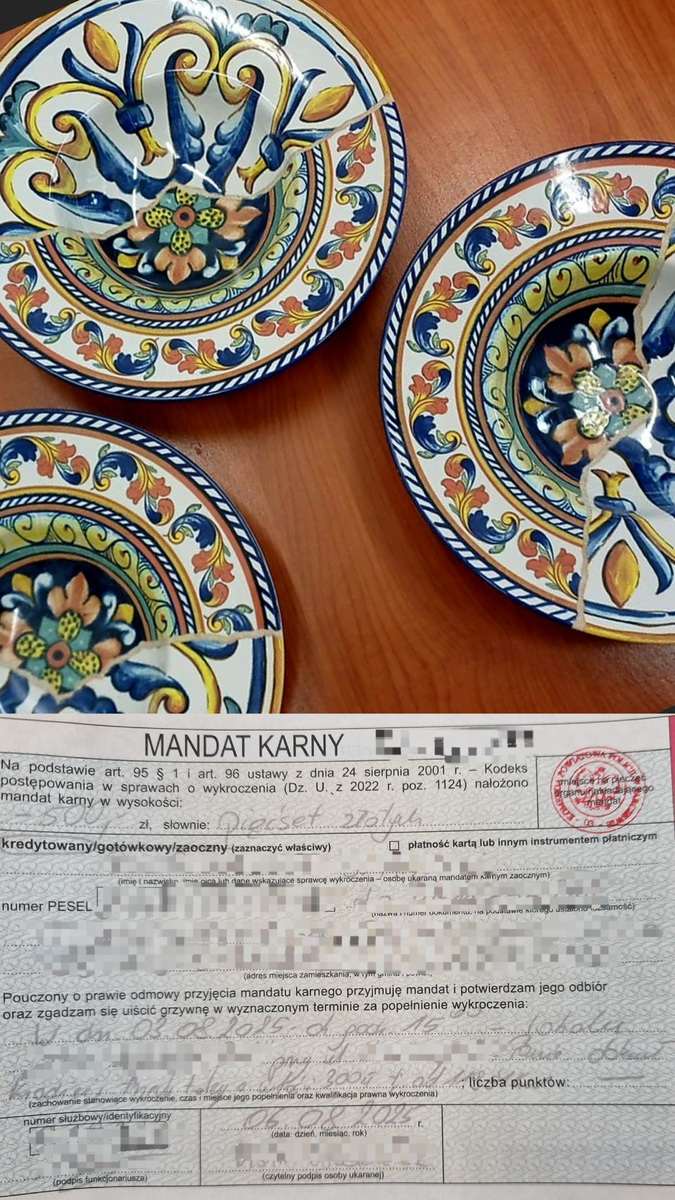 Parczew: Zabrał talerze „na pamiątkę” z restauracji. Wrócił z nimi… 100 kilometrów na komendę