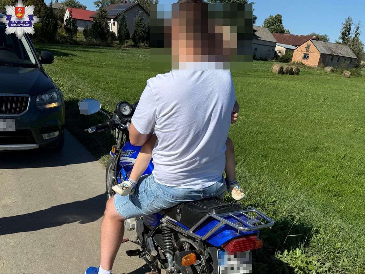 Bez kasków na motorowerze. 33-latek naraził życie 4-latka