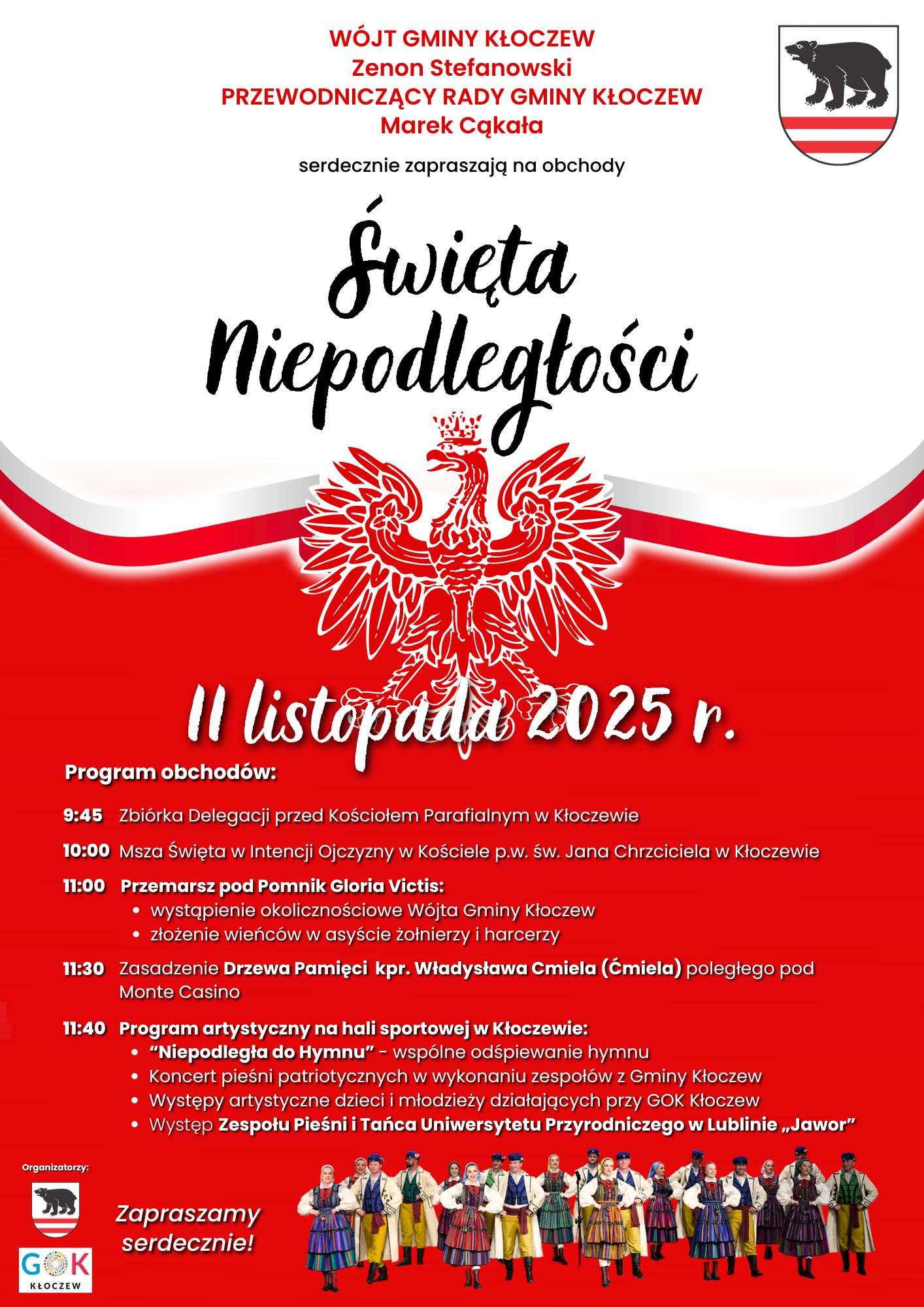 KŁOCZEW: Gmina zaprasza na obchody Święta Niepodległości