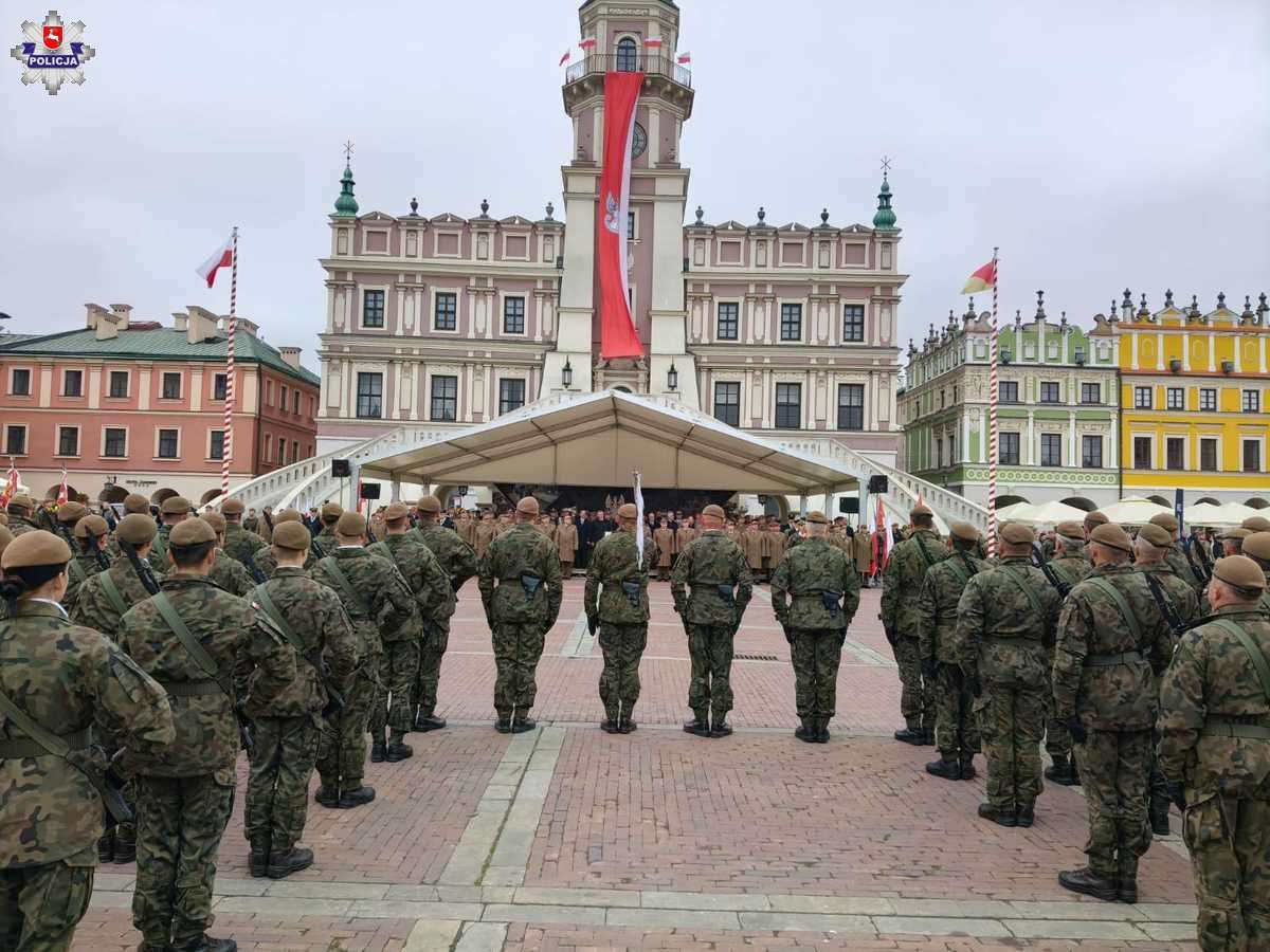 Centralne obchody święta Wojsk Obrony Terytorialnej w Zamościu z udziałem Policji Lubelskiej