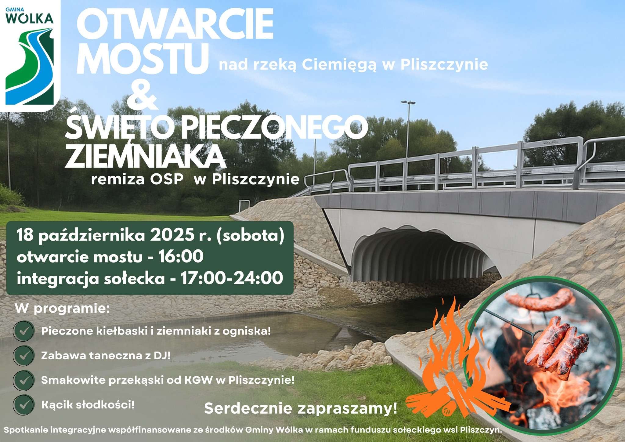 Gmina Wólka: Otwarcie mostu i Święto Pieczonego Ziemniaka w Pliszczynie