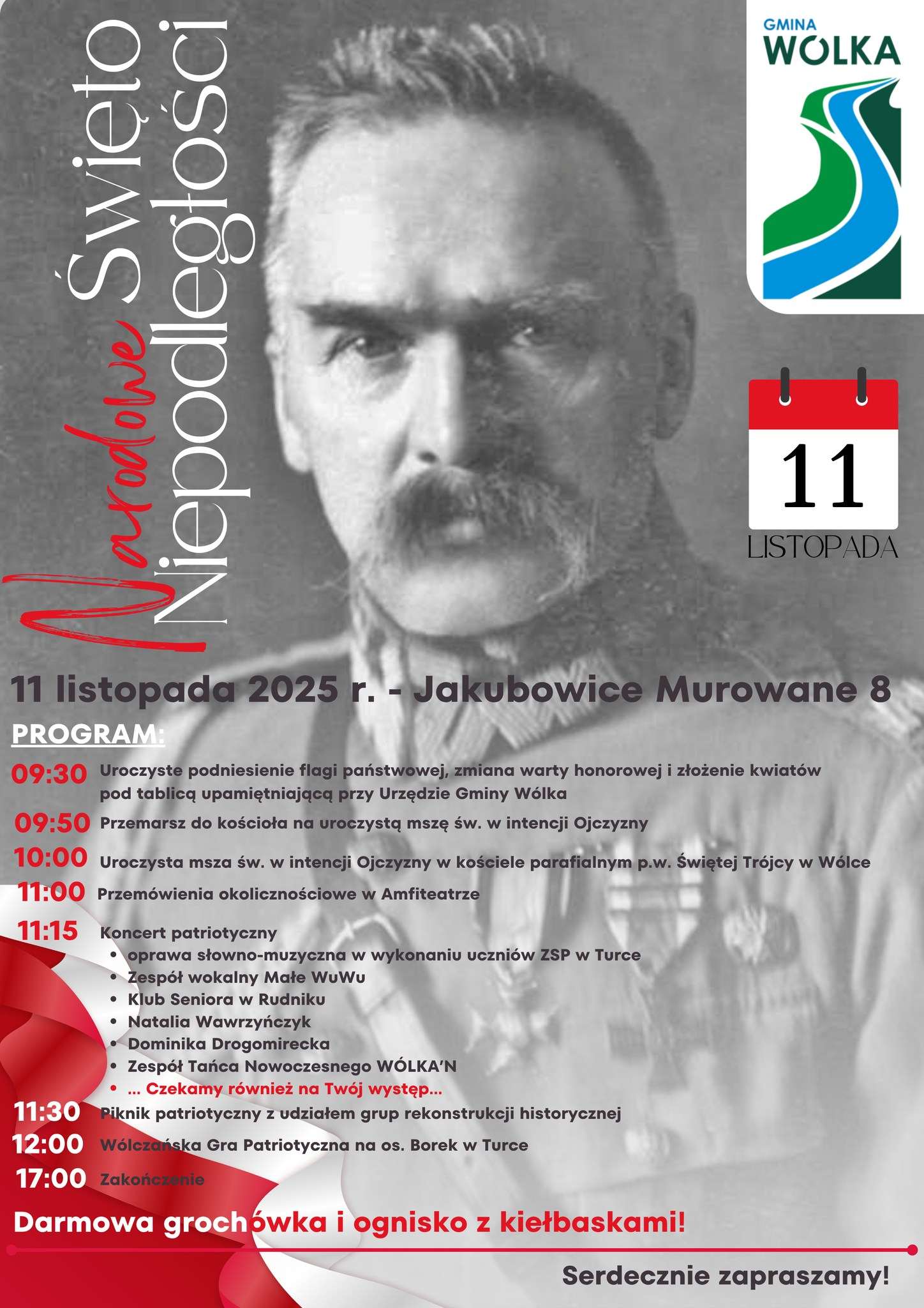 Gmina Wólka zaprasza na Gminne Obchody Narodowego Święta Niepodległości