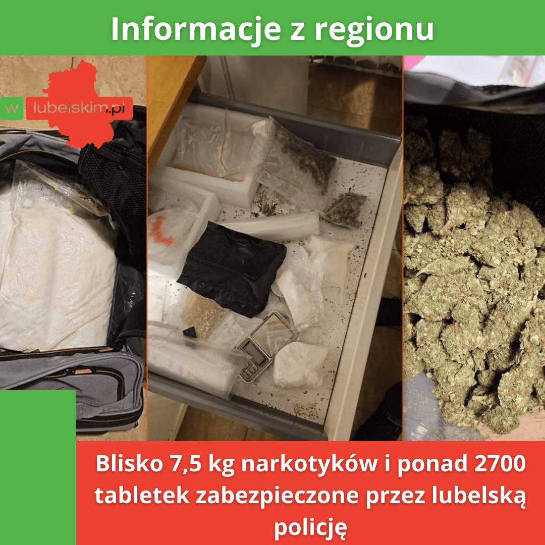 Blisko 7,5 kg narkotyków i ponad 2700 tabletek zabezpieczone przez lubelską policję