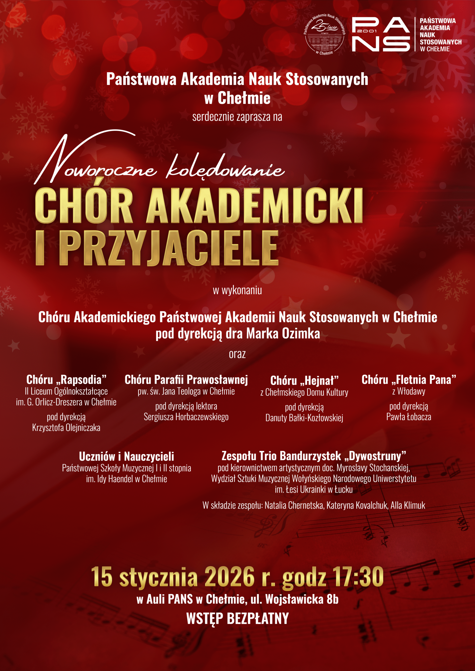 Magia kolęd w Chełmie – wyjątkowy koncert w Auli PANS