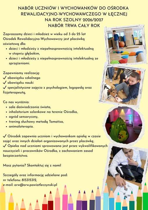 Trwa nabór do Ośrodka Rewalidacyjno-Wychowawczego w Łęcznej