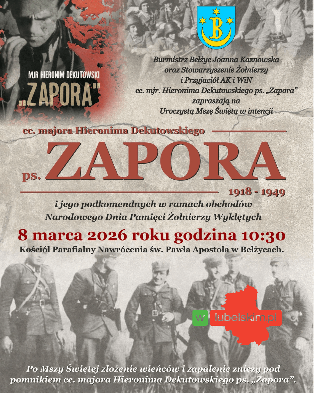 Mjr Hieronim Dekutowski „Zapora” – Bohater Niezłomny Pamiętany w Bełżycach