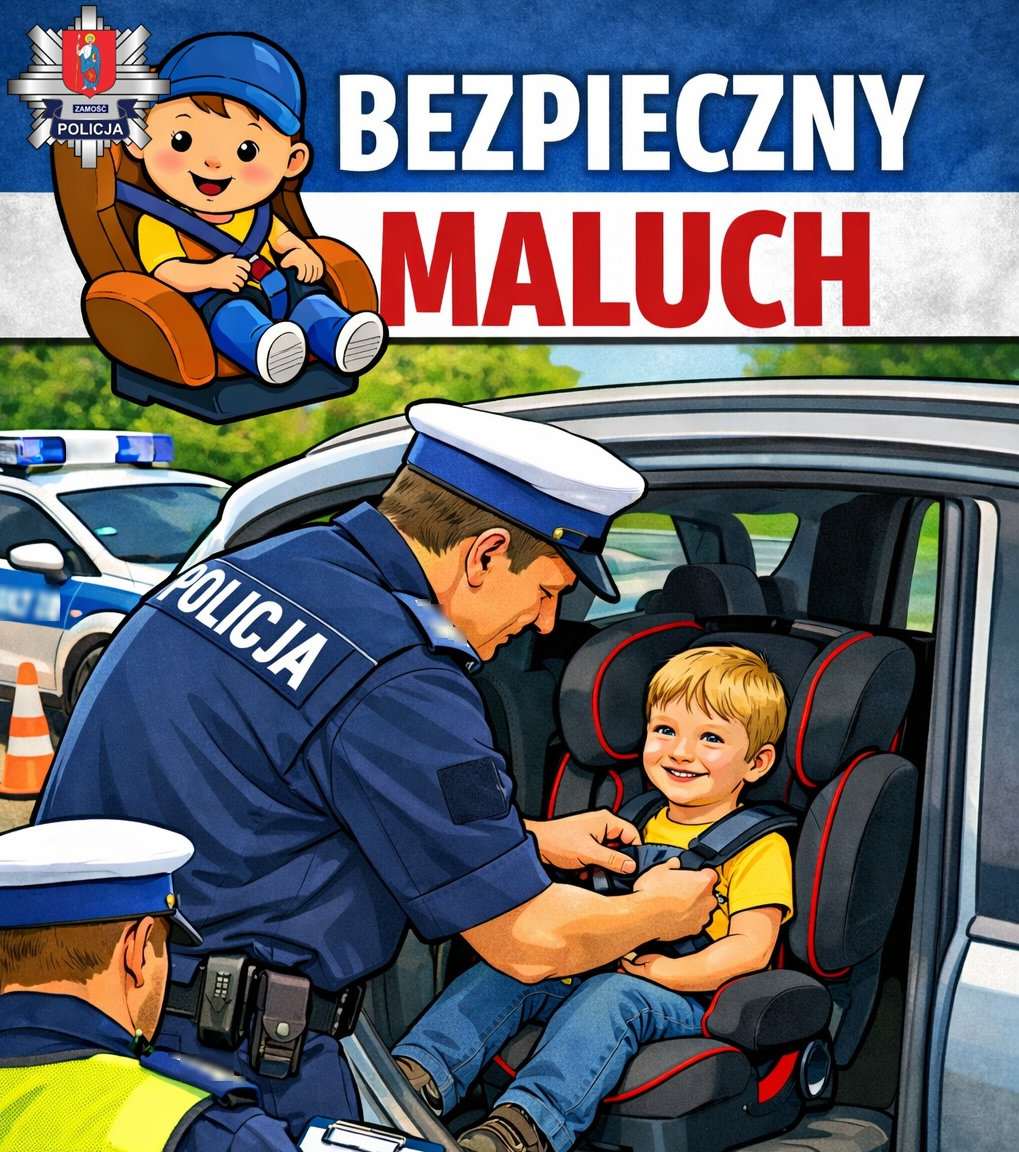 Policyjna akcja „Bezpieczny Maluch” na drogach powiatu zamojskiego