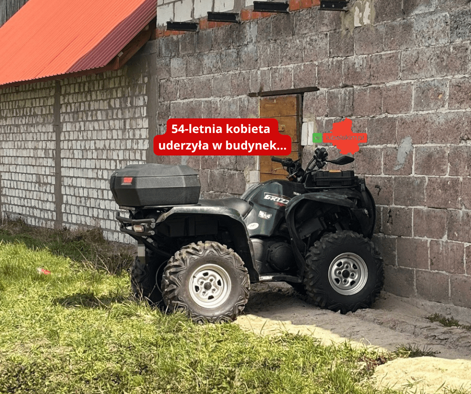 Groźny wypadek quadem w Kosiorowie. Kobieta uderzyła w budynek