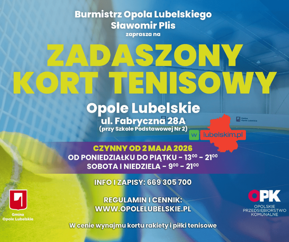 Zadaszony kort tenisowy w Opolu Lubelskim już od maja