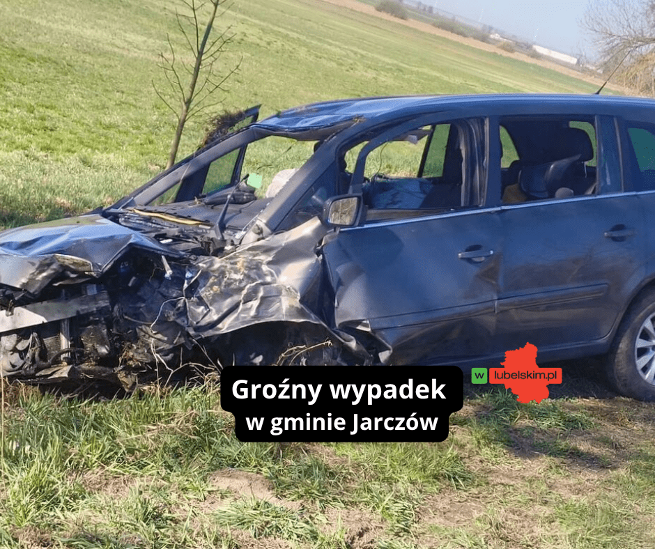 Groźny wypadek w gminie Jarczów – kierowca z promilem alkoholu dachował Oplem