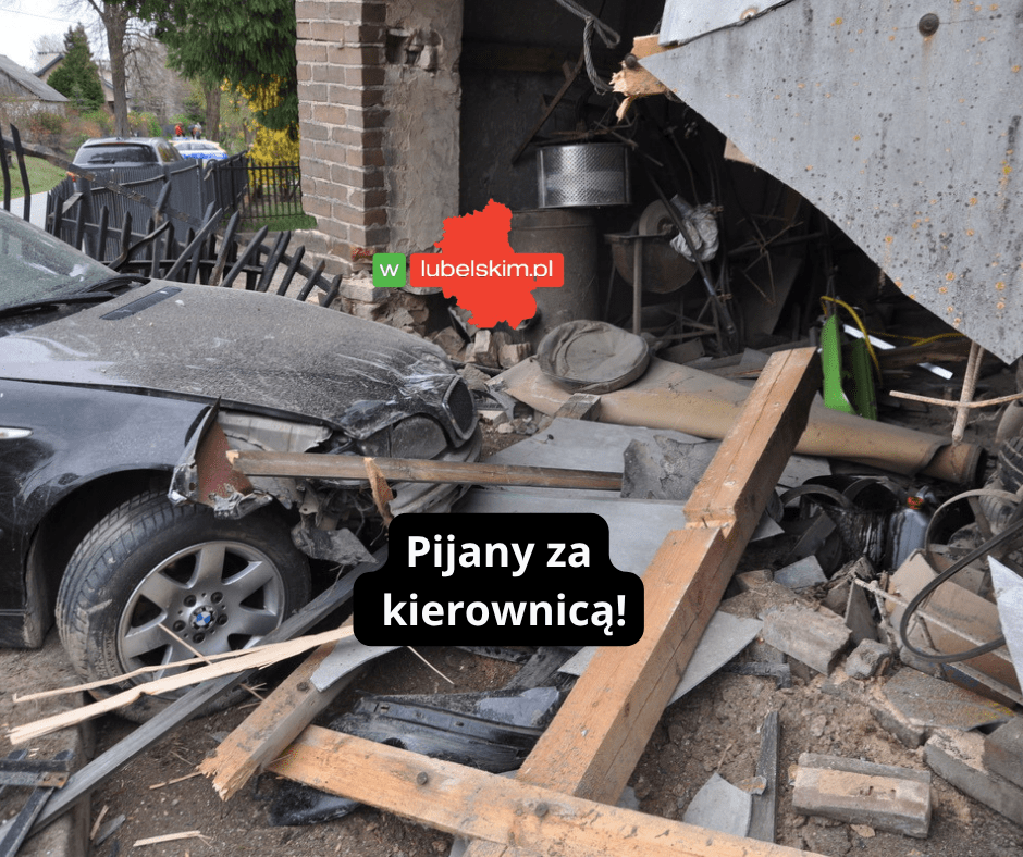 Pijany kierowca uderzył w budynek w gminie Annopol