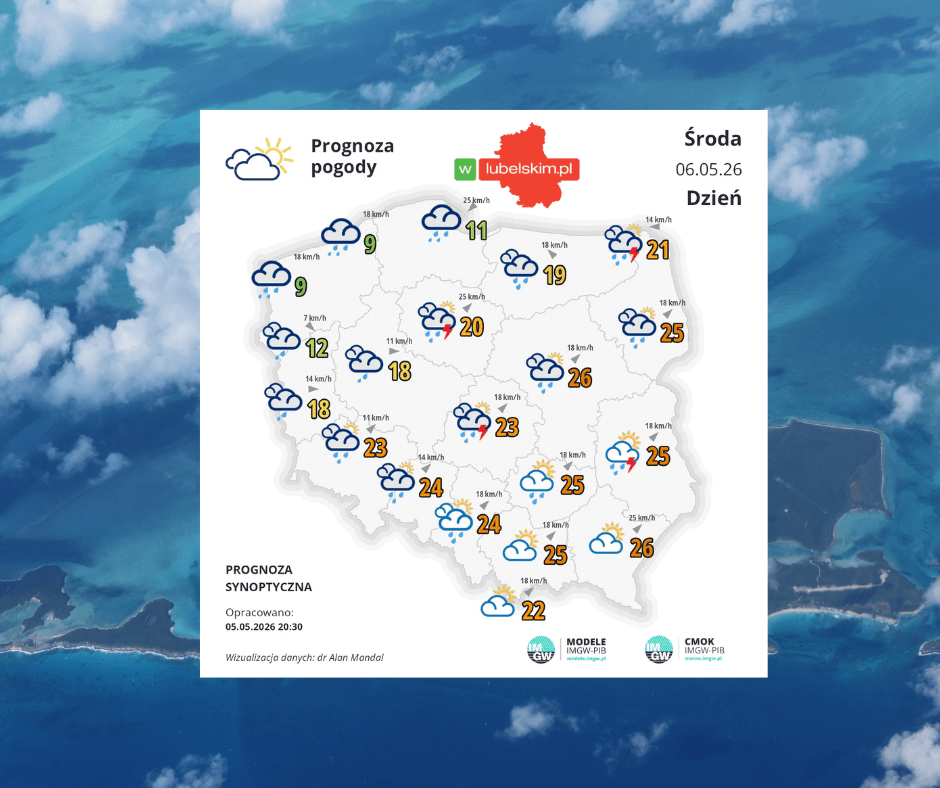 Sprawdź prognozę pogody dla Lublina na 6-7 maja. Ciepło, burze i późniejsze ochłodzenie – szczegół