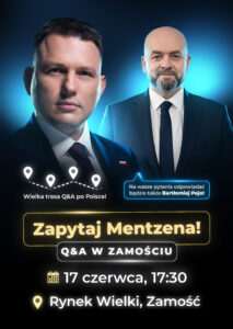 Sławomir Mentzen przyjedzie do Zamościa. Otwarta debata na Rynku Wielkim