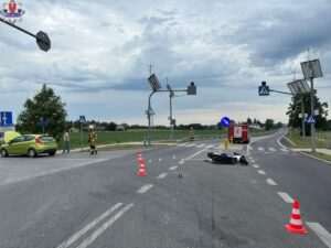 Wypadek na DK-17 w Łabuńkach Pierwszych. Kierująca po alkoholu, motorowerzysta trafił do szpitala