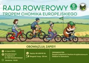 Rajd Rowerowy „Tropem Chomika Europejskiego”. Miłośnicy dwóch kółek ruszą przez Szczebrzeszyński Park Krajobrazowy