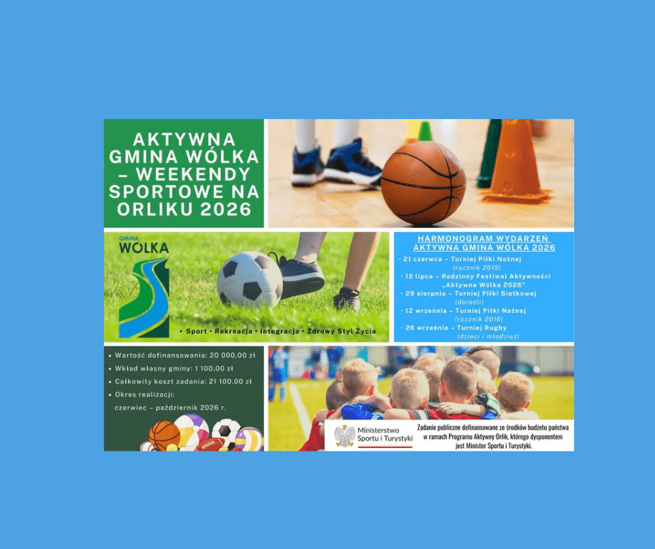 Gmina Wólka z dofinansowaniem na „Aktywny Orlik”. W 2026 roku odbędzie się cykl sportowych wydarzeń