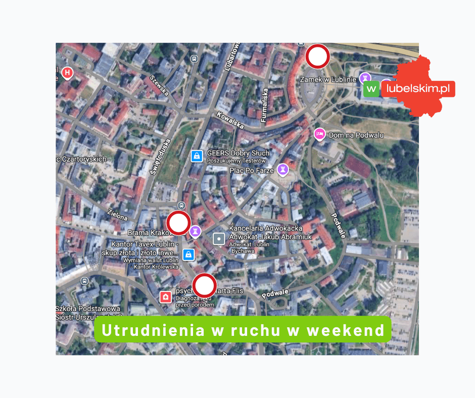 W długi weekend utrudnienia w Lublinie – zmiany ruchu i zamknięcia ulic