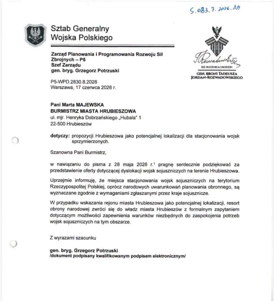 Wojska USA w Hrubieszowie? Miasto chce być częścią planów NATO