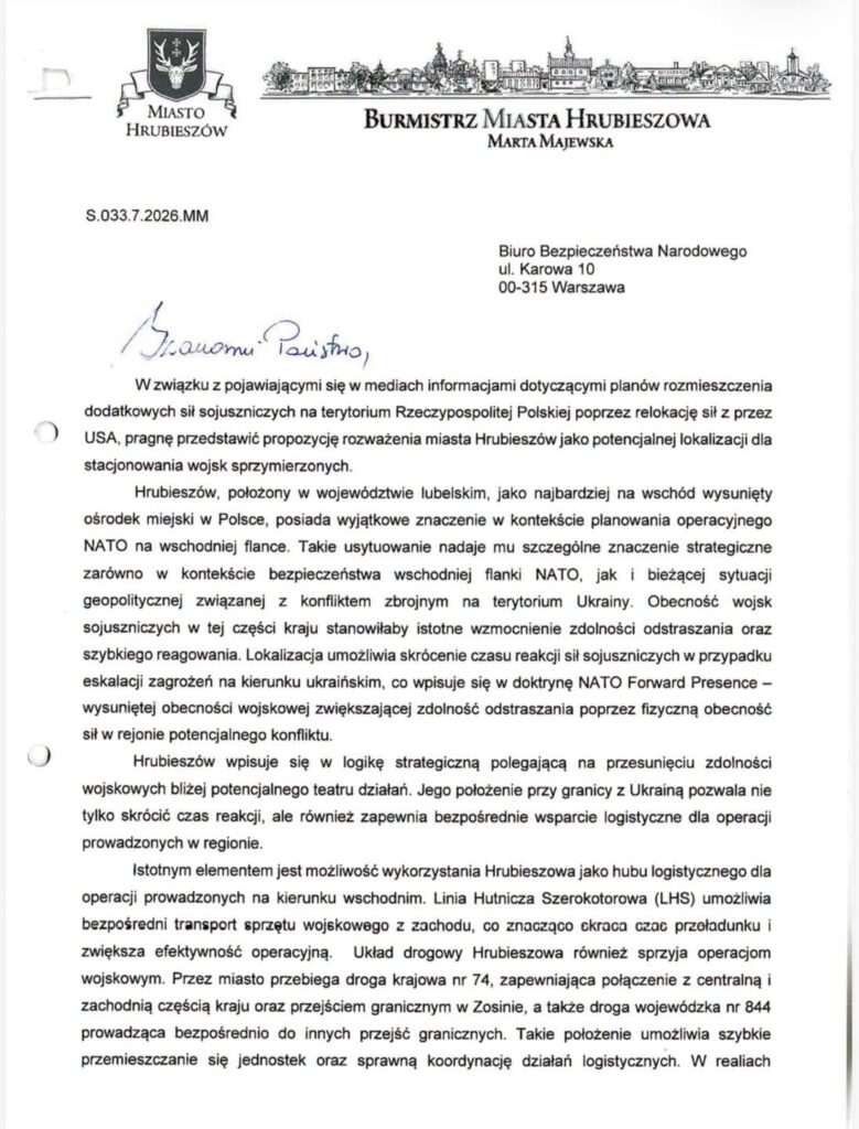 Wojska USA w Hrubieszowie? Miasto chce być częścią planów NATO