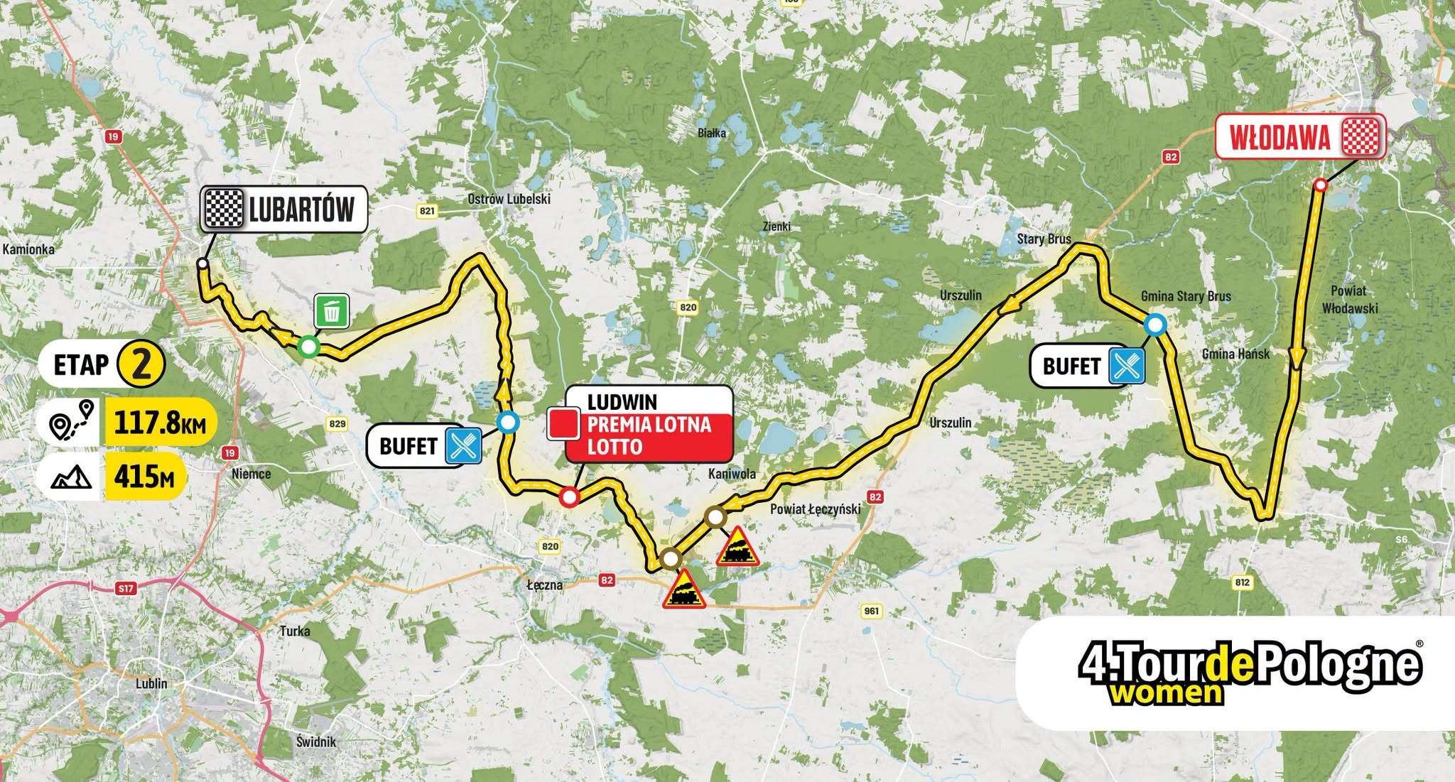 Tour de Pologne Women: zamknięcia dróg we Włodawie i Okunince 25 lipca
