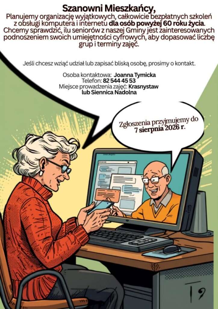 Bezpłatne szkolenia cyfrowe dla seniorów w gminie Krasnystaw