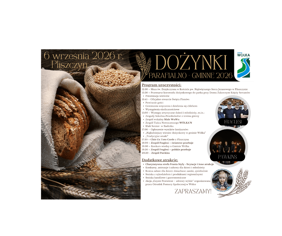 Dożynki Parafialno-Gminne 2026 w Pliszczynie