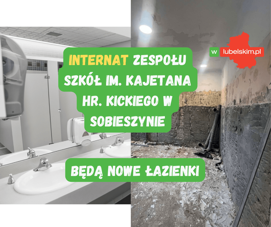 Remont łazienek w internacie w Sobieszynie, pow. rycki