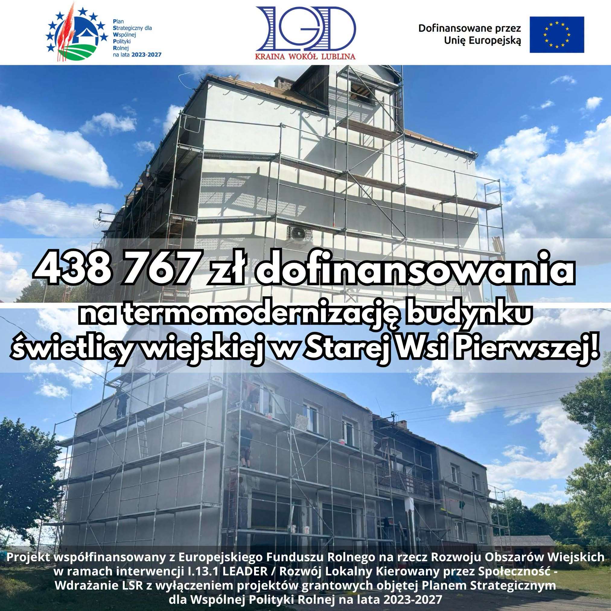 Ponad 438 tys. zł na modernizację świetlicy w Starej Wsi Pierwszej