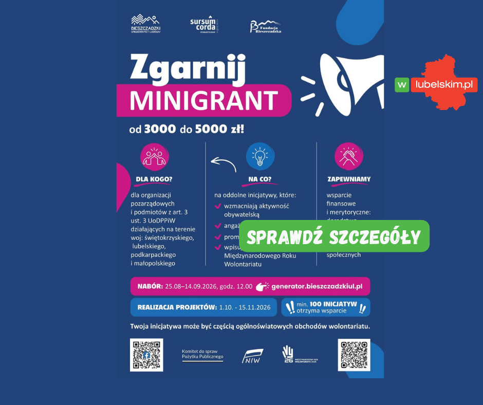 Minigranty do 5 tys. zł. Nabór dla NGO z Lubelskiego