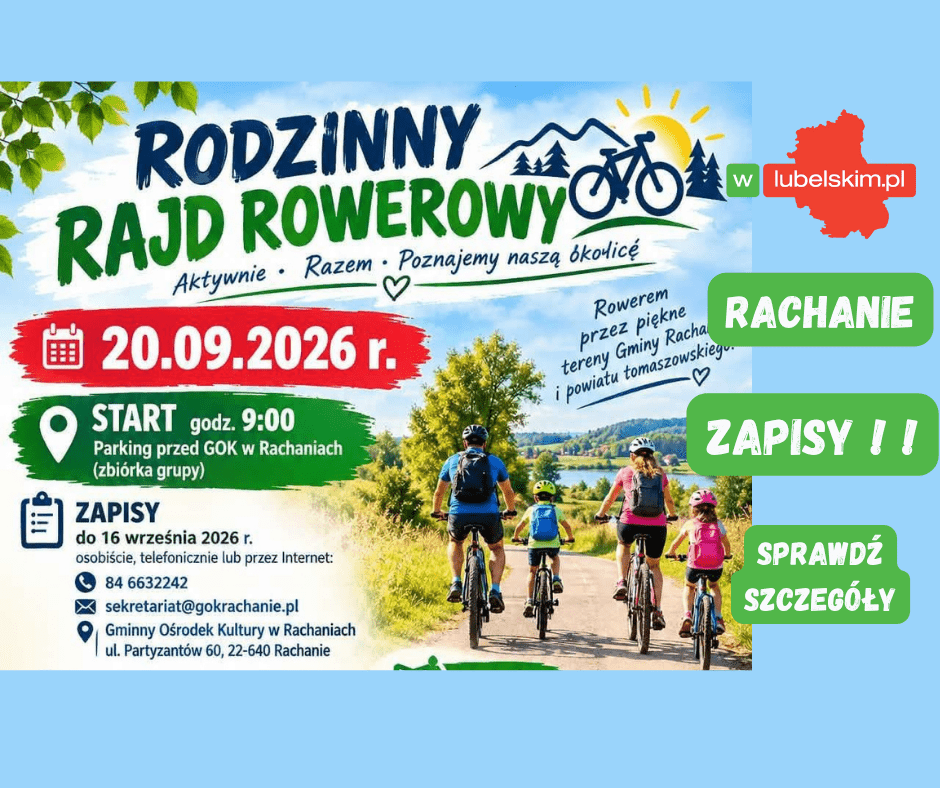 Rodzinny rajd rowerowy w Rachaniach. 46 km trasy