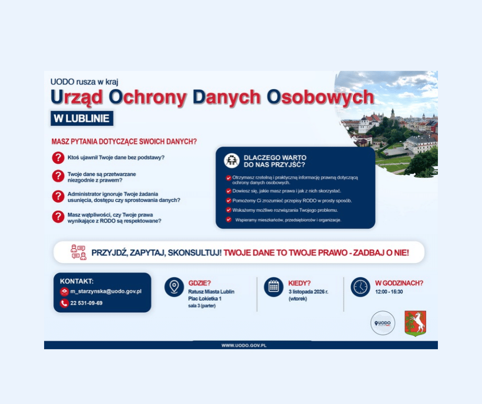UODO rusza w kraj. Eksperci odwiedzą Lublin już 3 listopada
